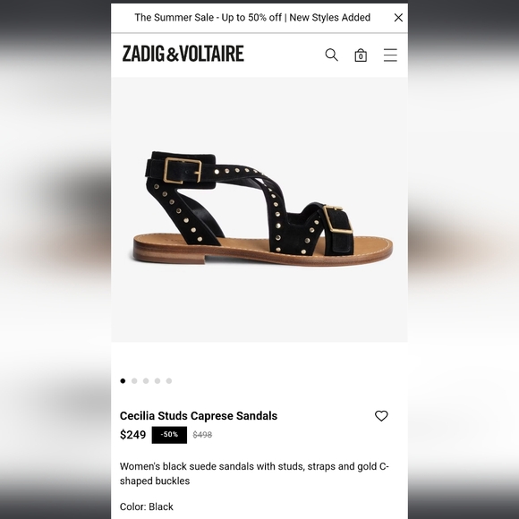 ZADIG & VOLTAIRE Cecilia Sandals Black Suede - Womens FR39 / US8 - Picture 13 of 13